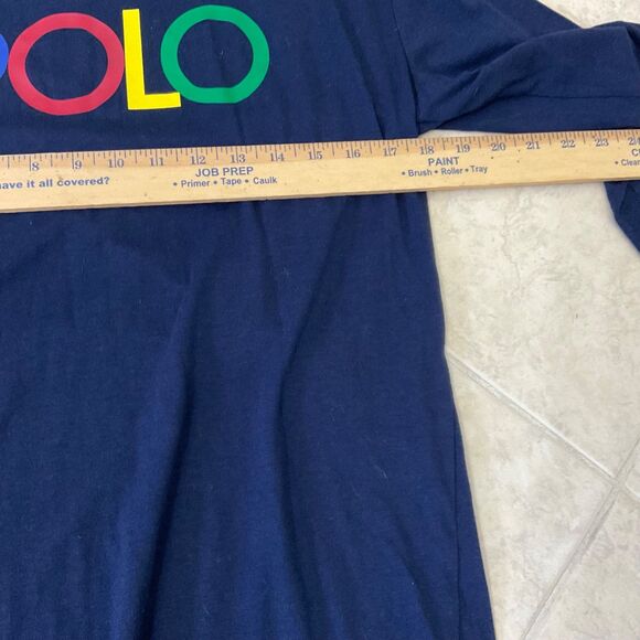 Polo Ralph Lauren Shirt Men's Small Blue Rainbow Logo Spell out Long Sleeve - Picture 6 of 8